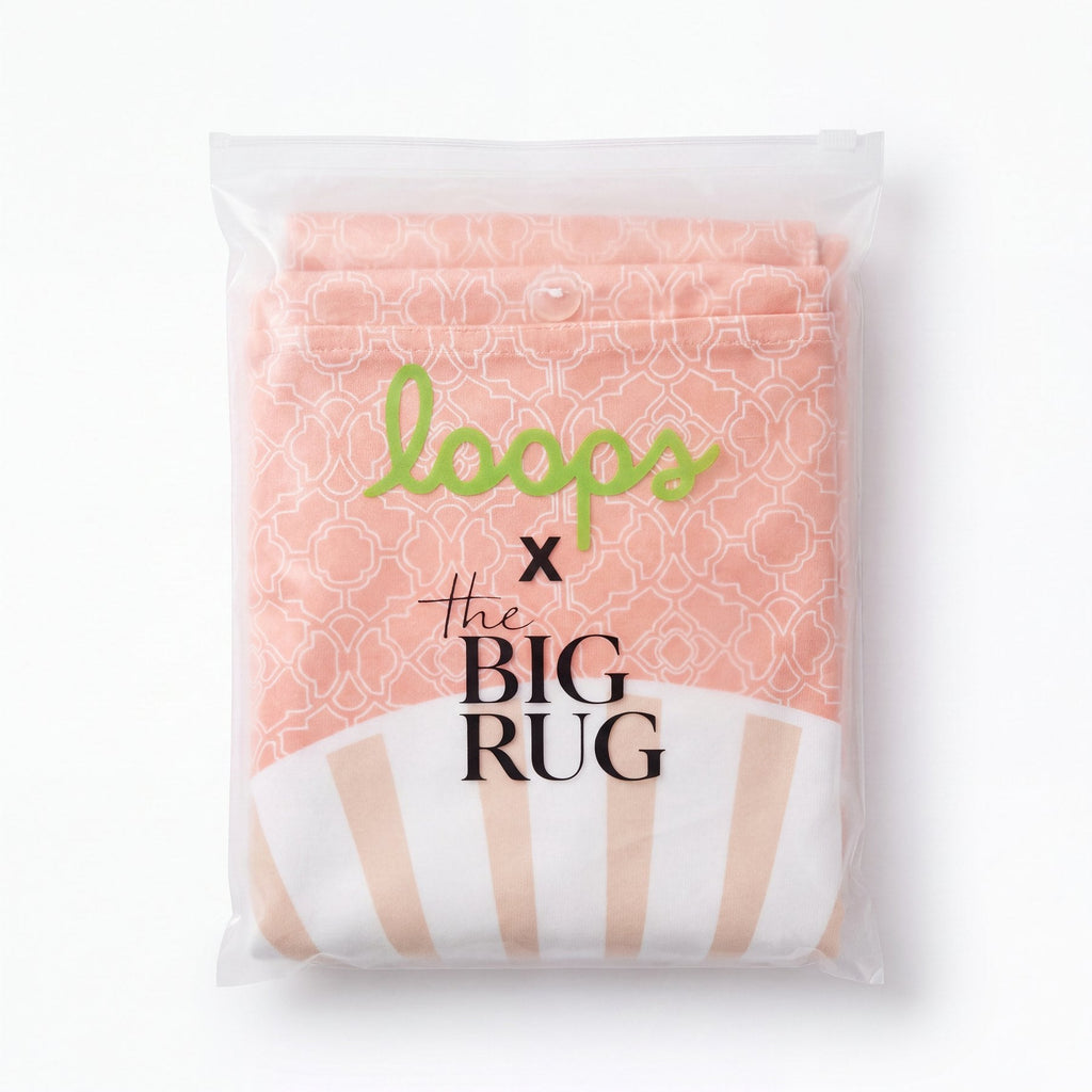 Loops x The Big Rug in Blush in its resealable pouch
