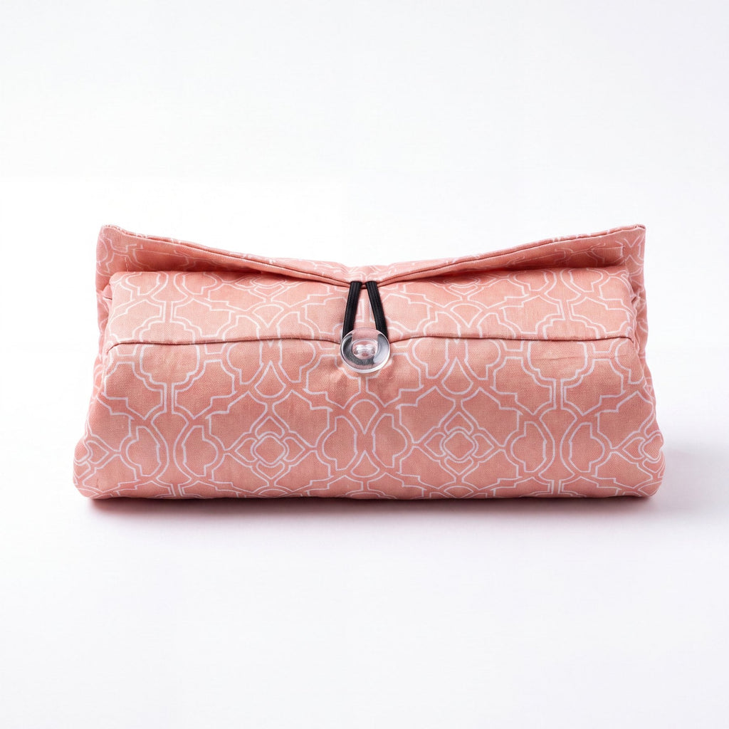 The Blush colourway folded and buttoned shut